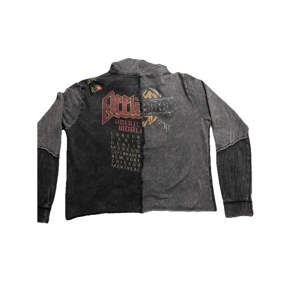 AFFLICTION Hysteria Graphic Hoodie Pullover Acid Black Embroidered Women's L - Picture 15 of 16